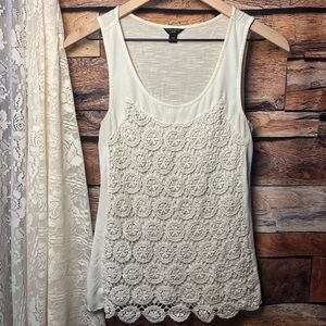 Ann Taylor Cream Lace Tank Top